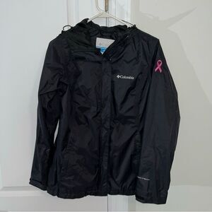 Black Columbia Breast Cancer Awareness omni-Tech nylon parka hooded coat Jacket